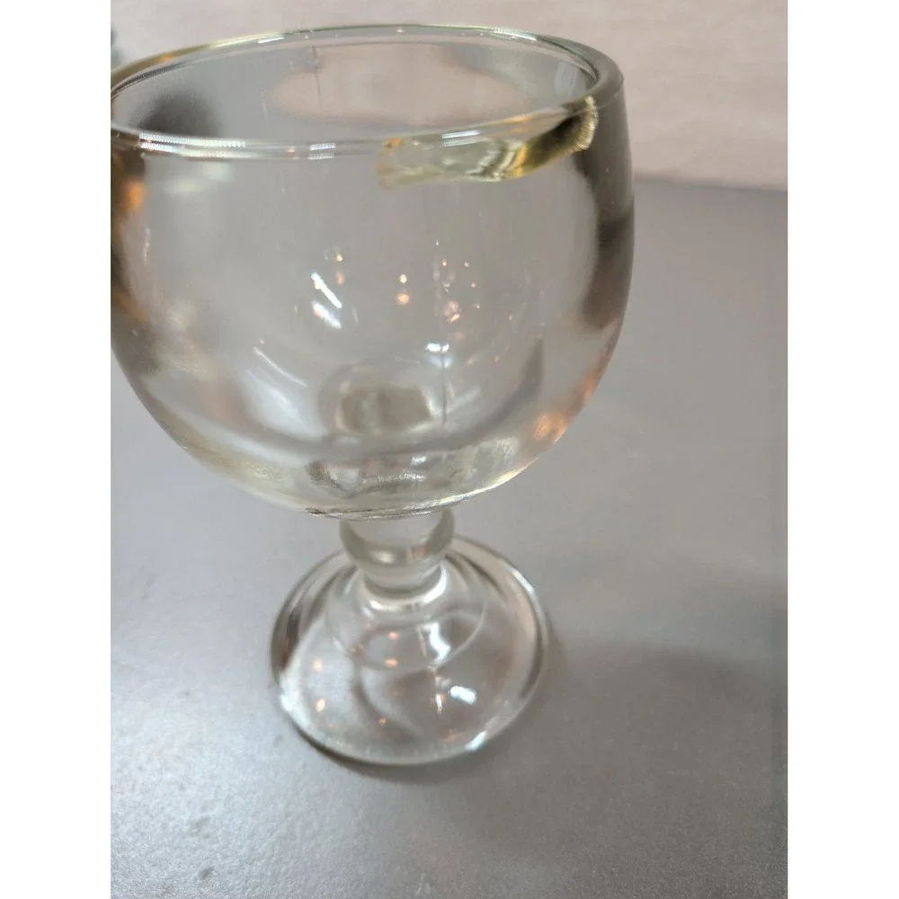Vintage Clear Glass Goblets Set of 2 Stemmed Drinking Glasses Bubble Stem 5